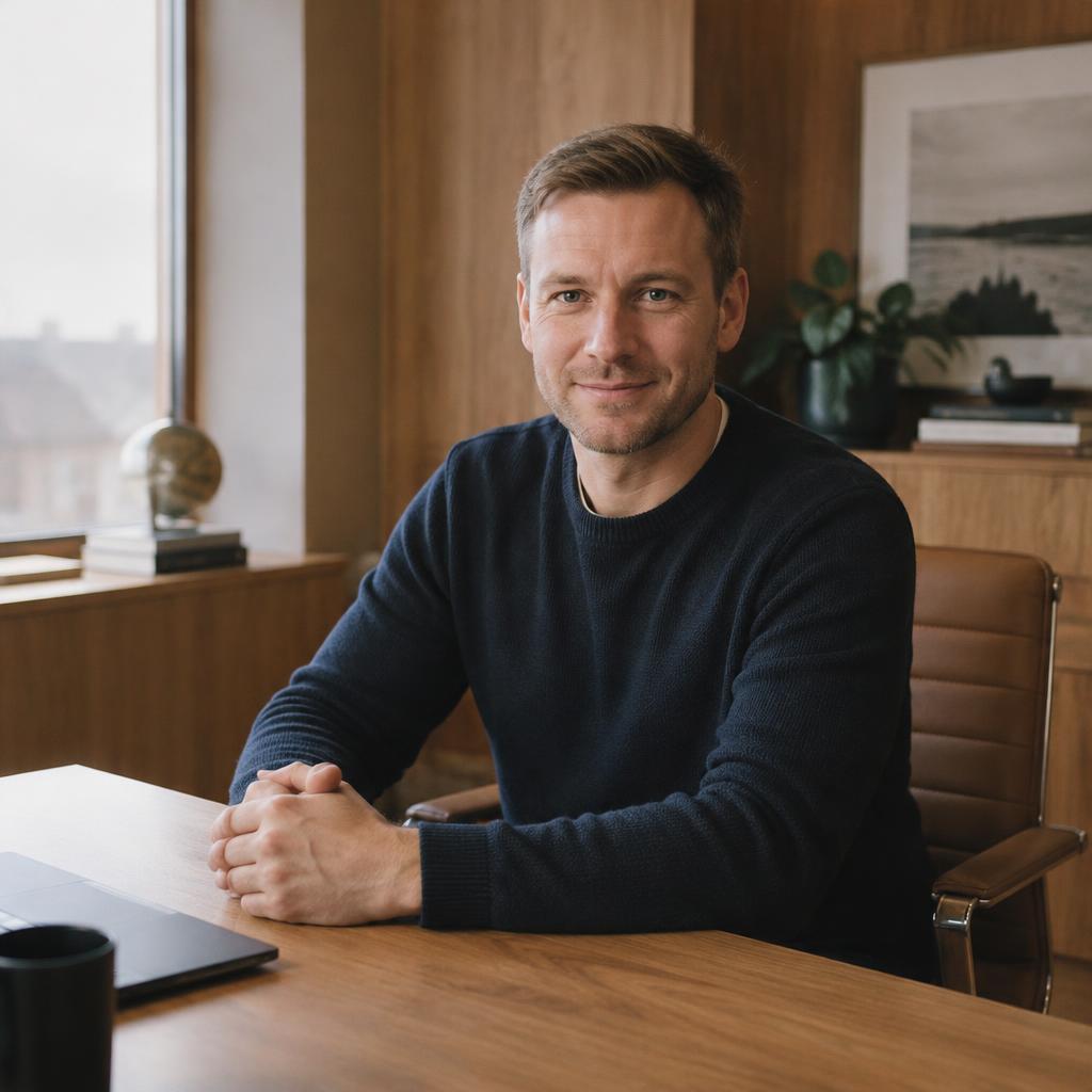 Sales manager at his desk
